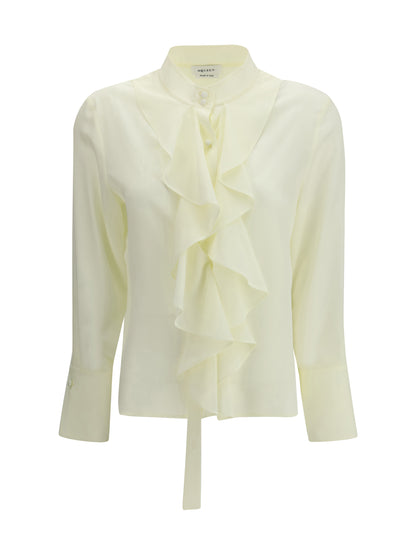 Ruffled Shirt Chalk White Silk