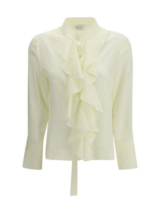 Ruffled Shirt Chalk White Silk