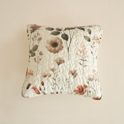 DaDalogy Enchanted Meadow Bed in a bag Set - Victoria Garden Delicate Floral Symphony in Beige, Rose, and Soft Green, Luxuriously Soft Quilted Set