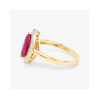 1.39 Ct Marquise Pink Ruby Diamond Prong 10K Gold Halo Ring