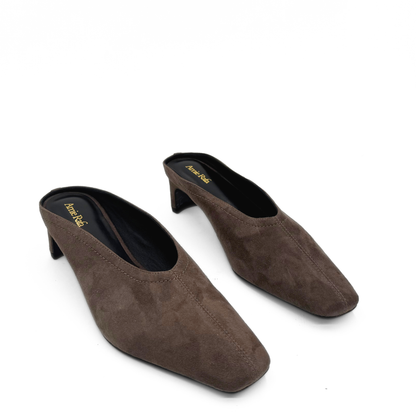 Junie Heeled Suede Mule - Brown