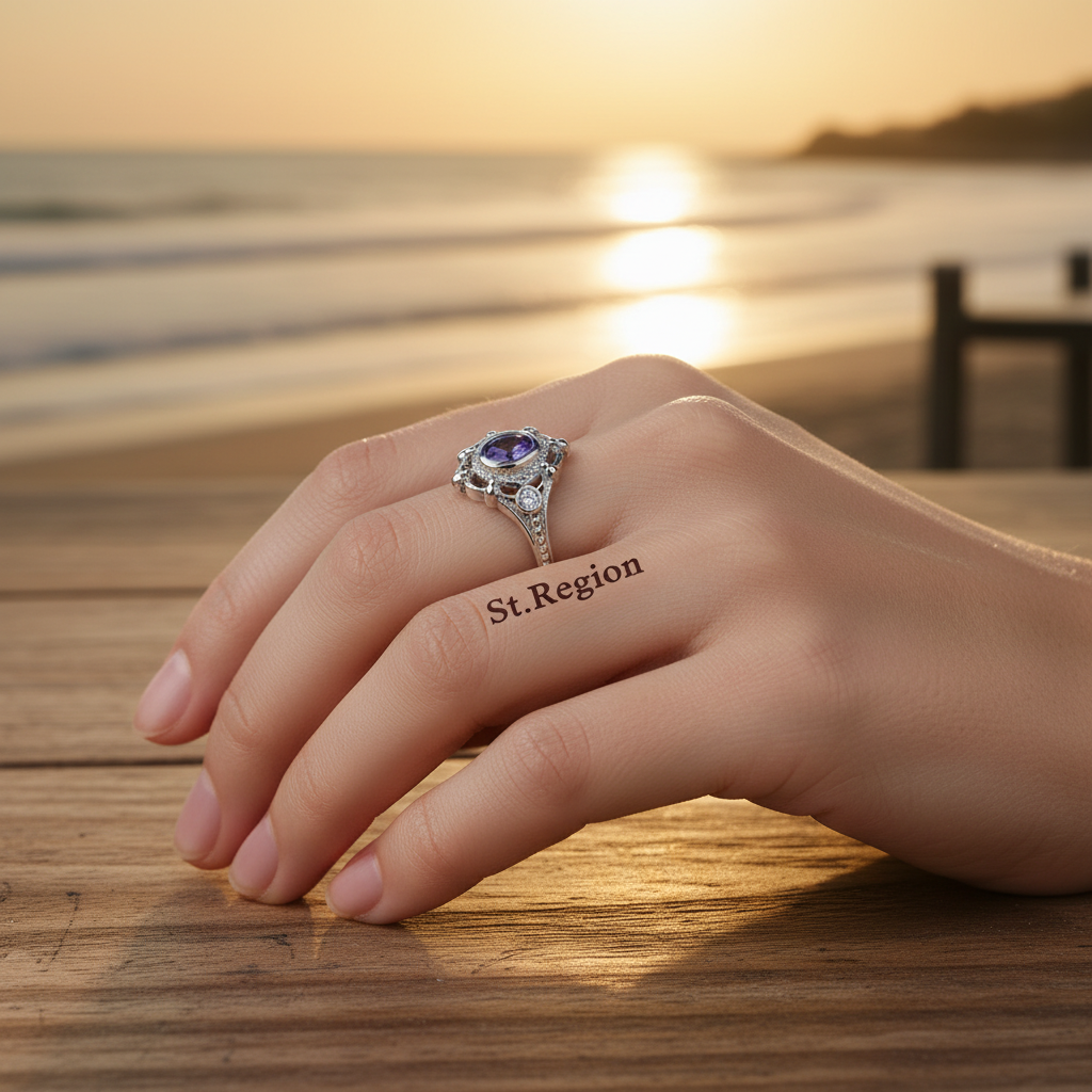 Cubic Zirconia & Purple Crystal Oval Ring