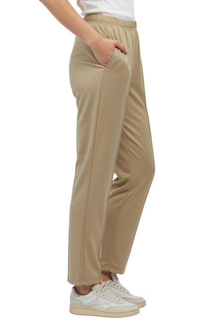 Womens Classic Poly Knit Pants - Pull On Slacks with Elastic Waist
