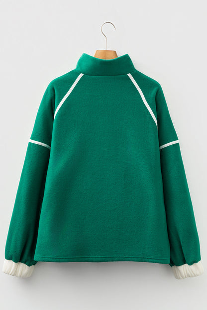 Threaded Pear Ava Contrast Trim Fleece Plus Sweatshirt