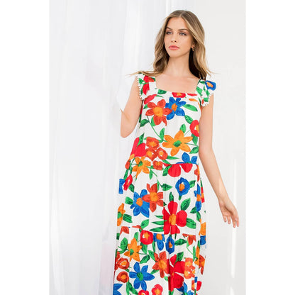 Marlow-Floral Print Tiered Midi Dress