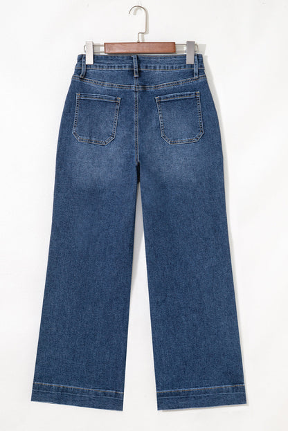 Threaded Pear Courtney Cropped High Rise Wide Leg Jeans