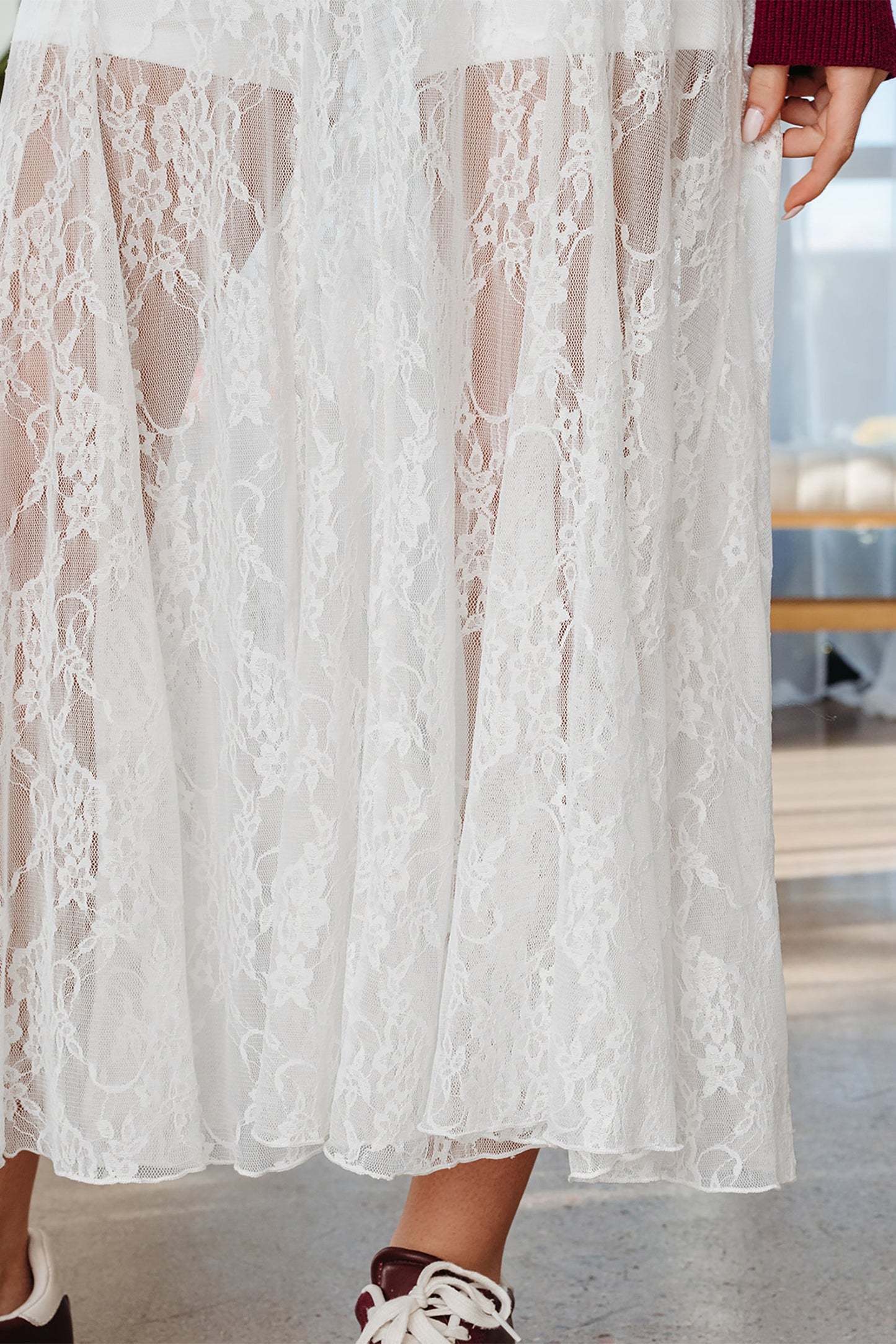 Maliyah Lace Flowy Maxi Skirt by Threaded Pear