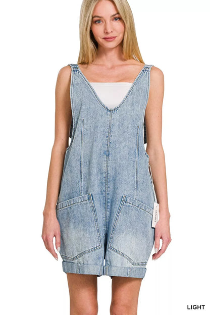 Zenana Denim Short Overalls