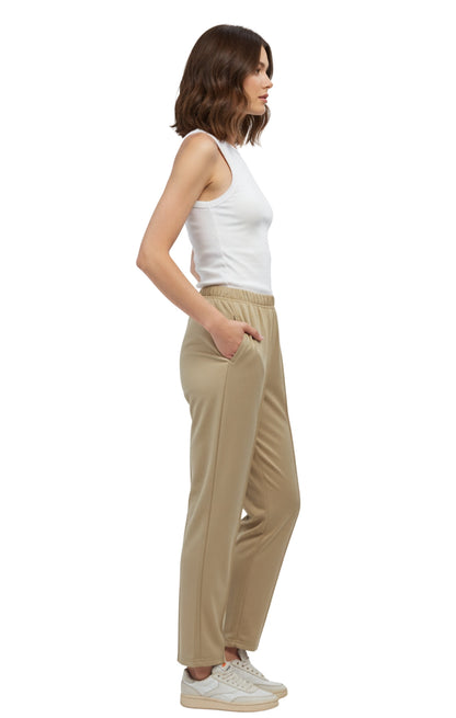 Womens Classic Poly Knit Pants - Pull On Slacks with Elastic Waist