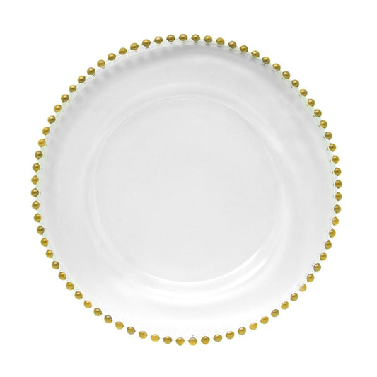 Jay Companies Gold Beaded Glass Charger Plate 13"