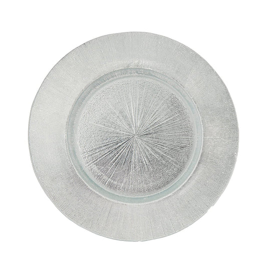 Jay Companies Light Silver Antique Glass Chargers 4-Piece Set 13"