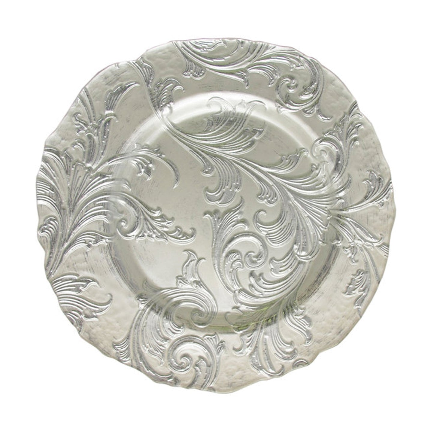 Jay Companies Vanessa Glass Charger Plates 4-Piece Set - Silver 13" D