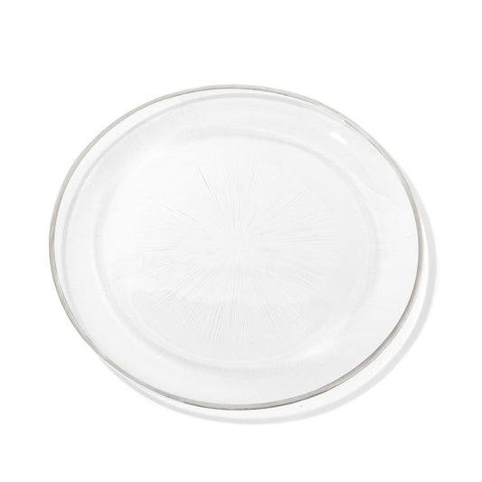Jay Companies Elite Glass Charger Plates With Silver Rim 6-Piece Set 13"D