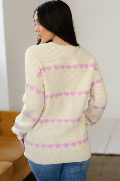 Threaded Pear Navy Valentine Ribbed Knit Sweater