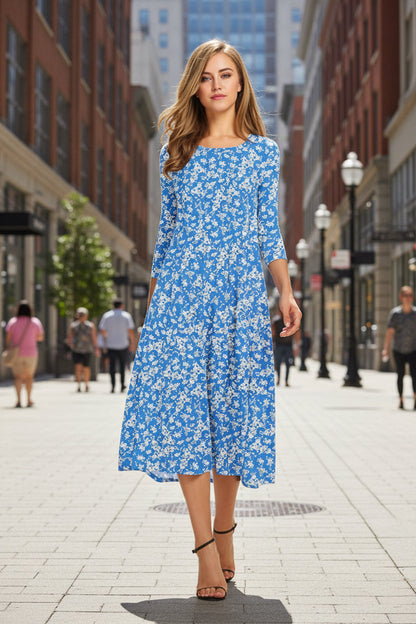 blue floral patchwork dress Floral Patchwork Printed Maxi Dress Blue