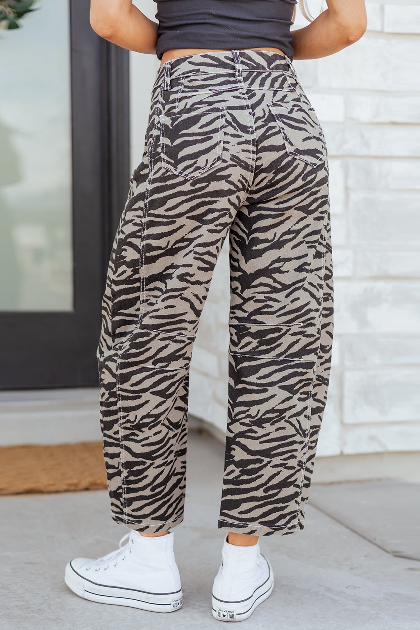 Threaded Pear Hunter Printed Wide Leg Jeans