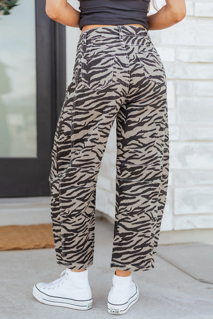 Threaded Pear Hunter Printed Wide Leg Jeans