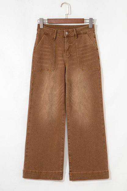 Threaded Pear Courtney Cropped High Rise Wide Leg Jeans