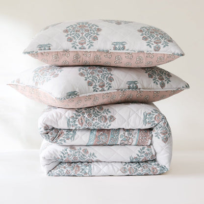 Sofia Flower Block Bouquet Reversible Quilt 6Pc Set