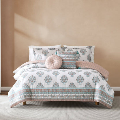 Sofia Flower Block Bouquet Comforter 5Pc Set