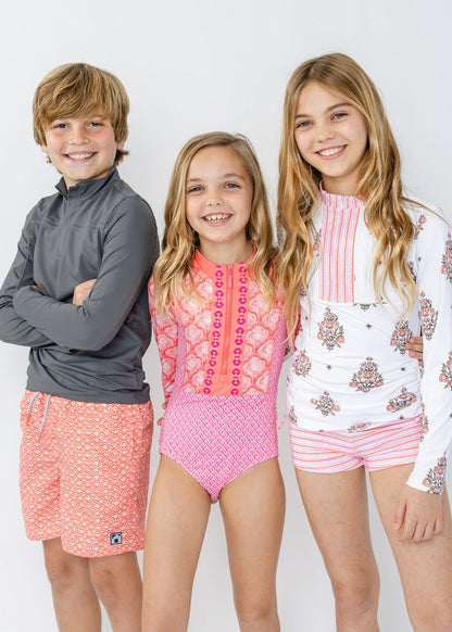 Boys Grey Zip Rashguard