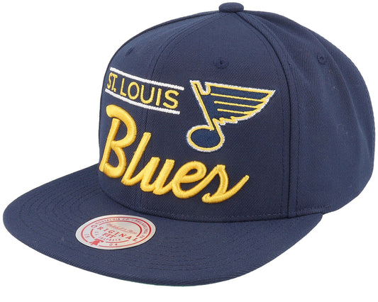 Mitchell & Ness Men's NHL Retro Lock Up Snapback Blues Snapback Caps