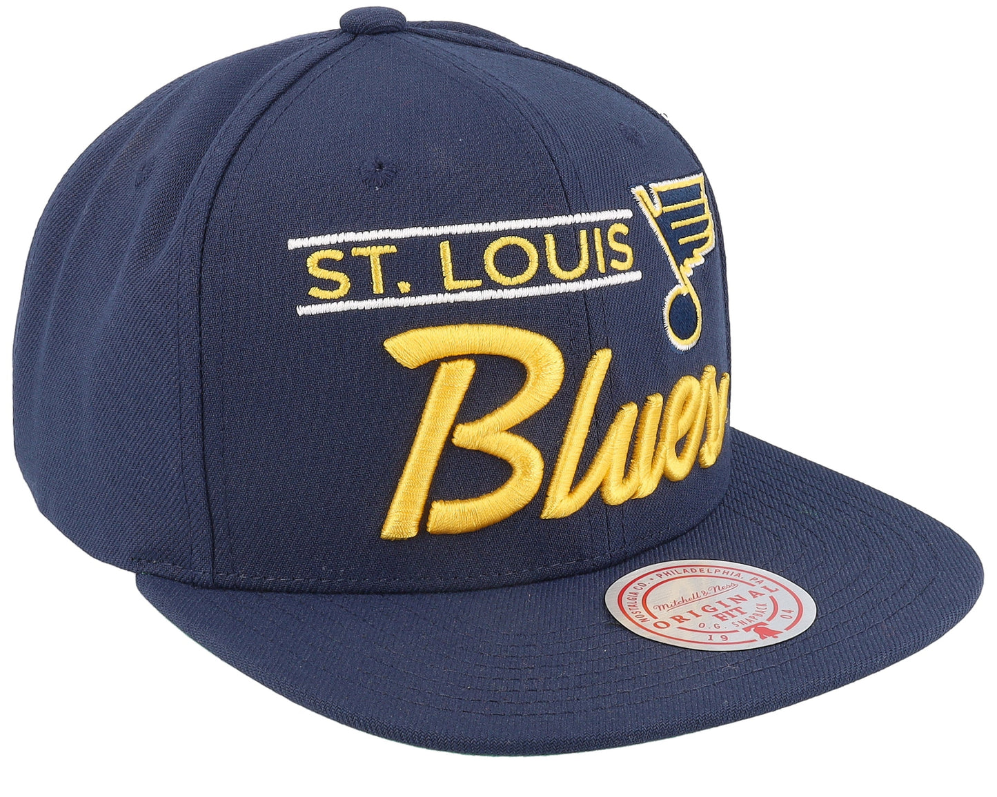 Mitchell & Ness Men's NHL Retro Lock Up Snapback Blues Snapback Caps