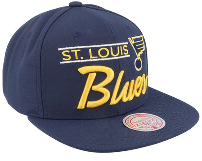 Mitchell & Ness Men's NHL Retro Lock Up Snapback Blues Snapback Caps