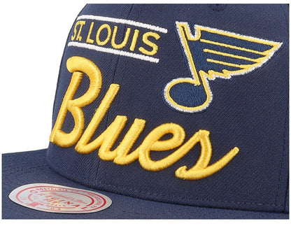 Mitchell & Ness Men's NHL Retro Lock Up Snapback Blues Snapback Caps