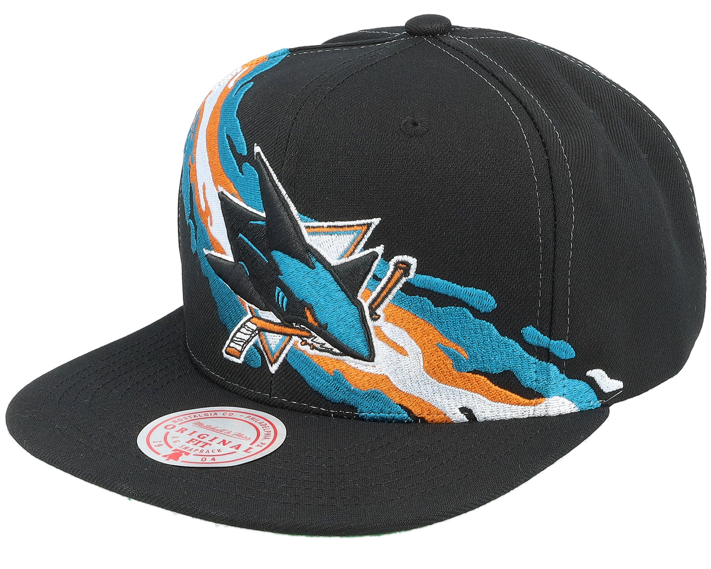 Men's Mitchell & Ness Nhl Vintage Paintbrush Snapback Sharks