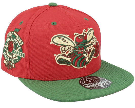 Men's Mitchell & Ness NBA Nightmare Fitted Hwc Hornets - Red