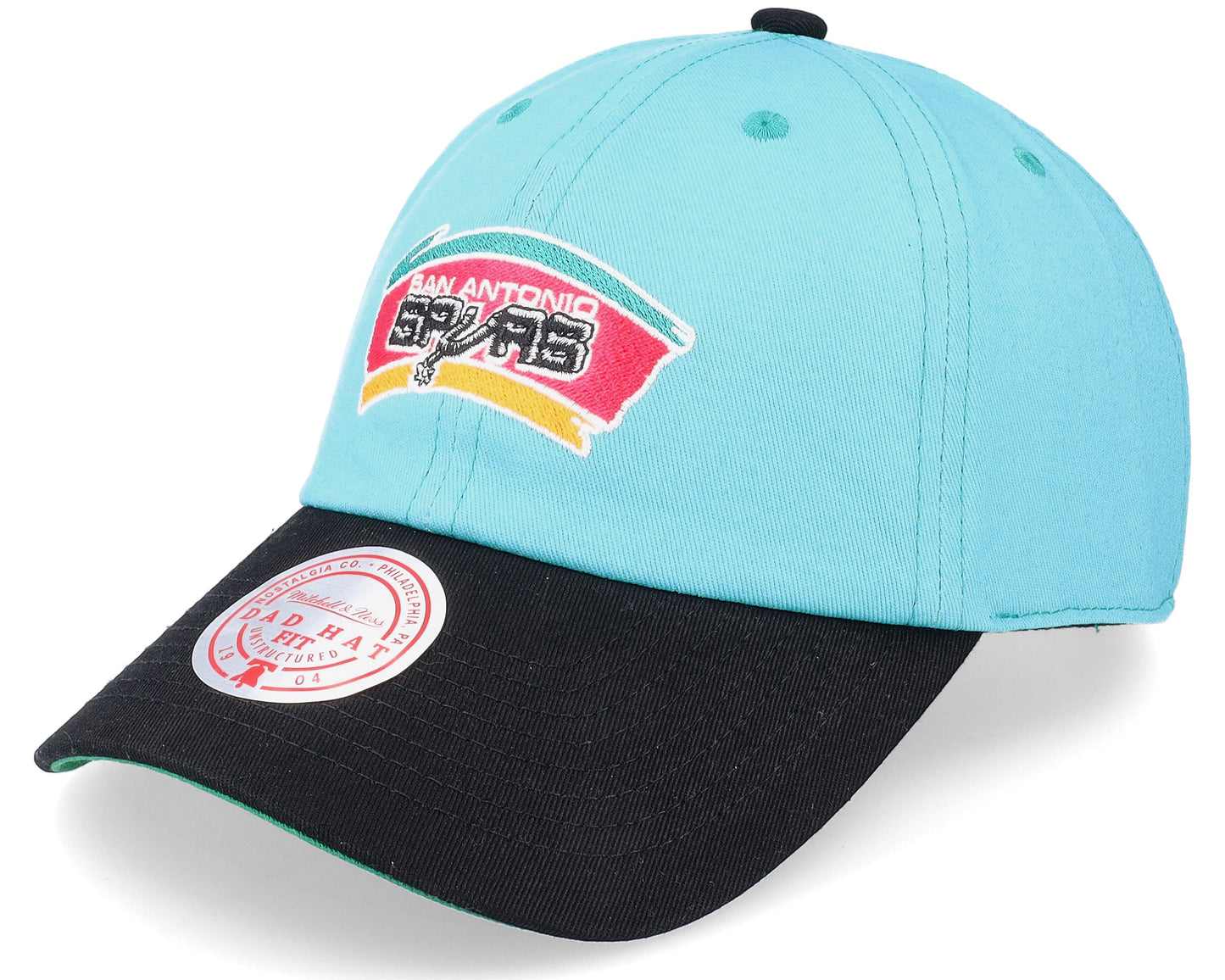 Men's Mitchell & Ness NBA Team 2 Tone 2.0 Dad Strapback Hwc Spurs