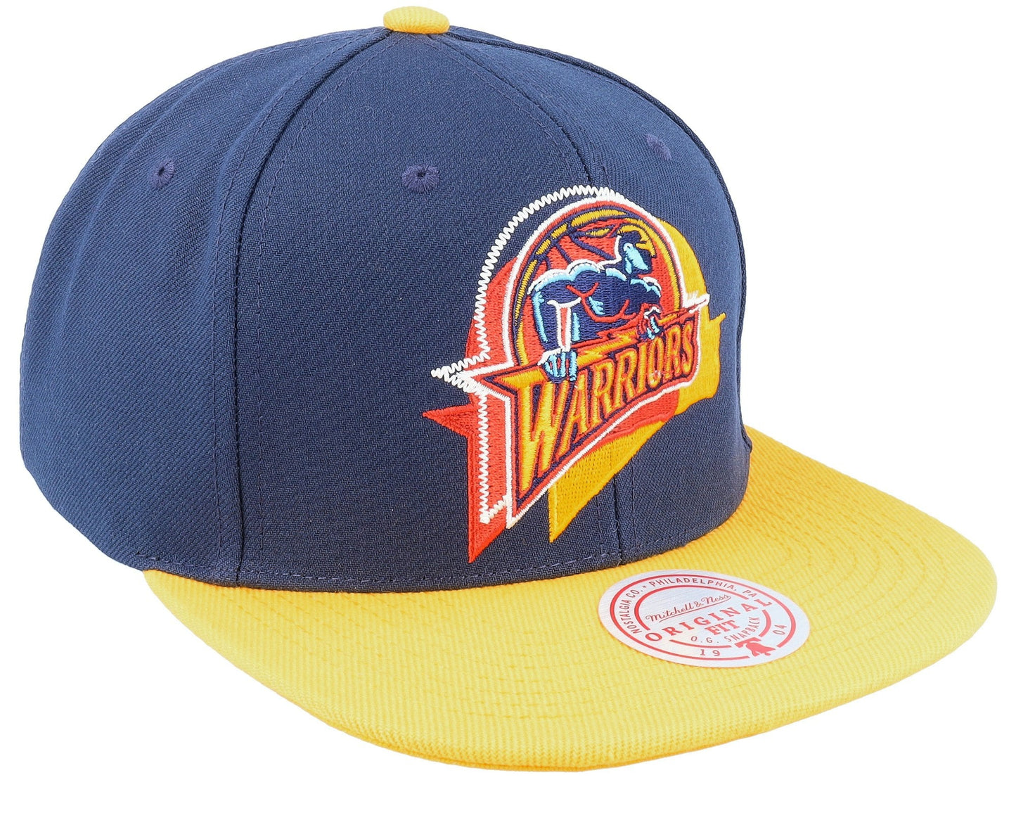 Men's Mitchell & Ness NBA Logo Blur Snapback Hwc Warriors - Blue-Yellow