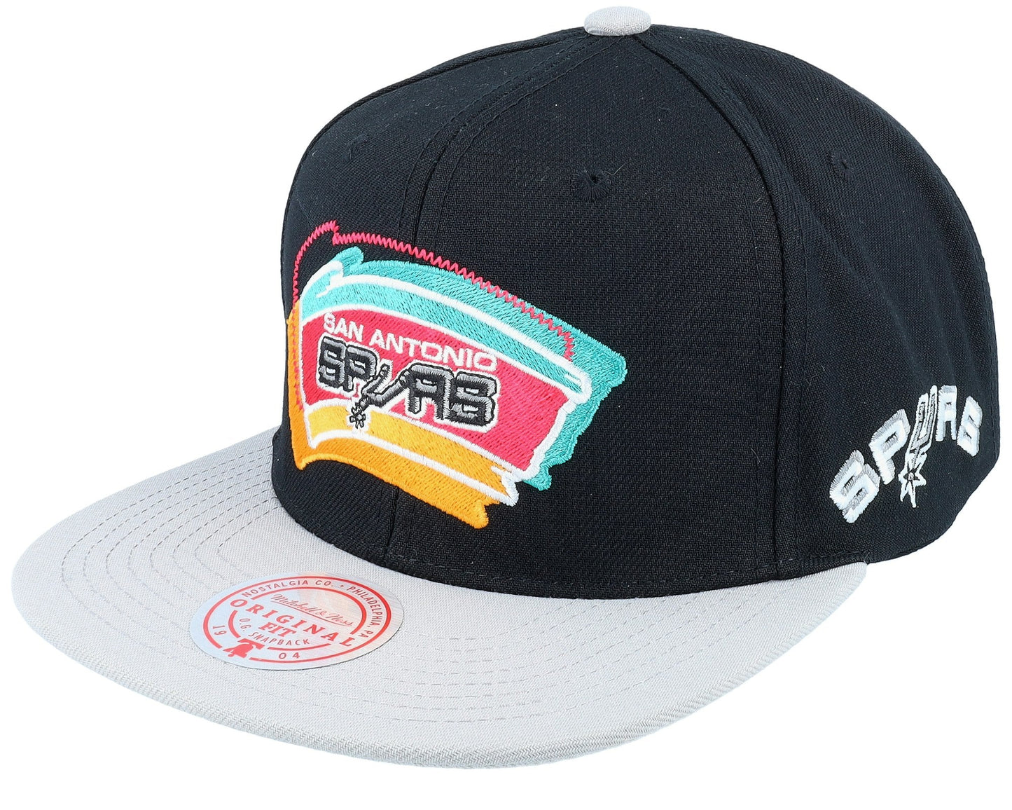 Men's Mitchell & Ness NBA Logo Blur Snapback Hwc Spurs - Black-Grey