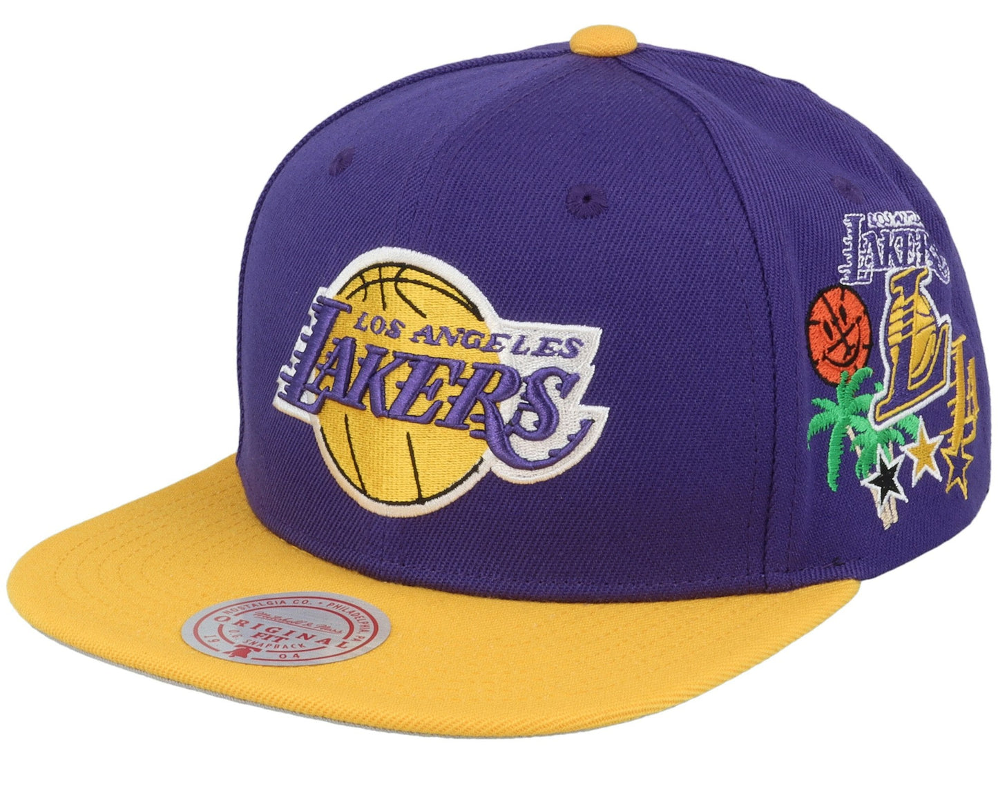 Men's Mitchell & Ness NBA Patch Overload Snapback Lakers - Purple-Yellow