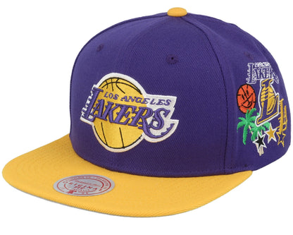 Mitchell & Ness Men's NBA Patch Overload Snapback Lakers Snapback Caps