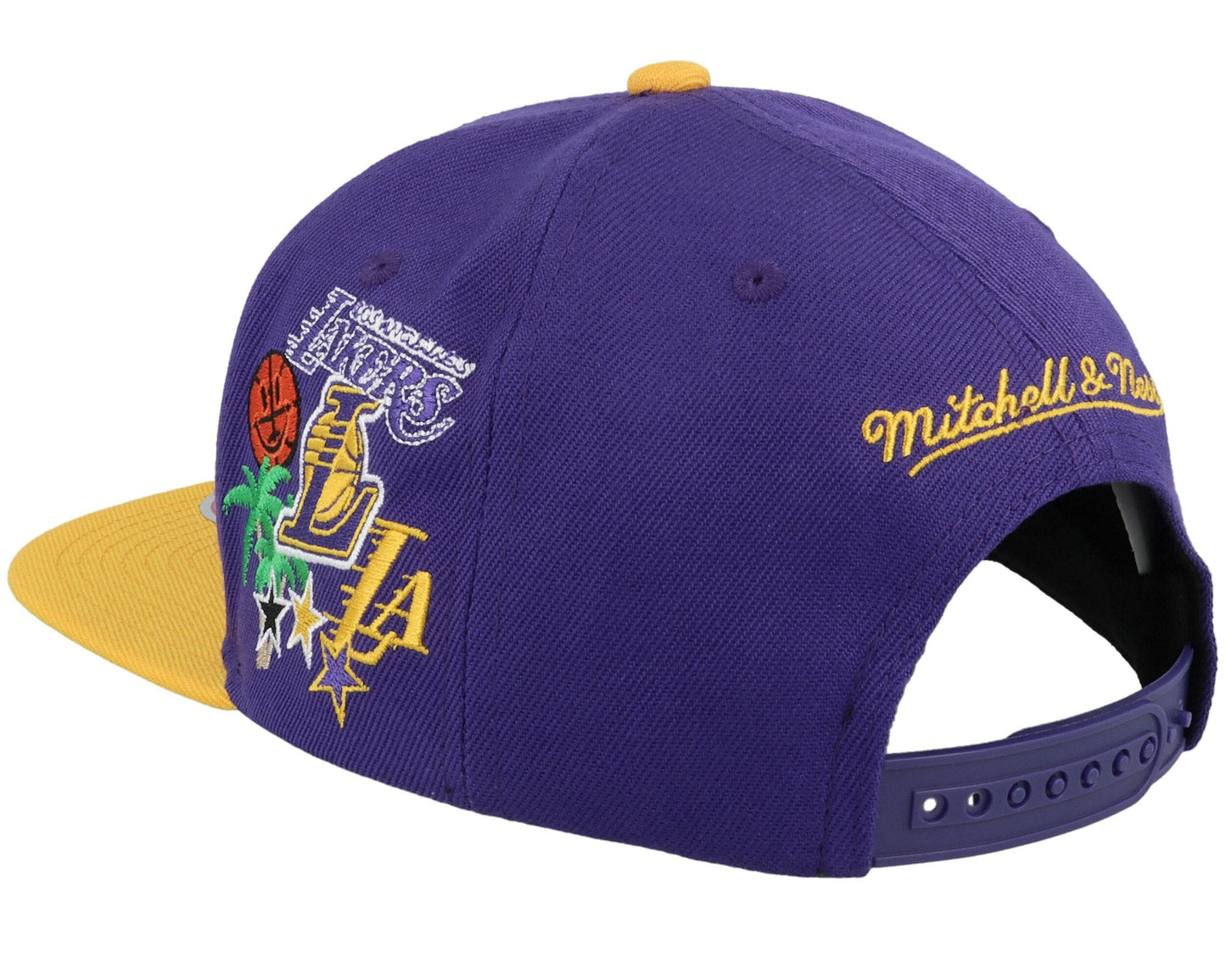 Men's Mitchell & Ness NBA Patch Overload Snapback Lakers - Purple-Yellow