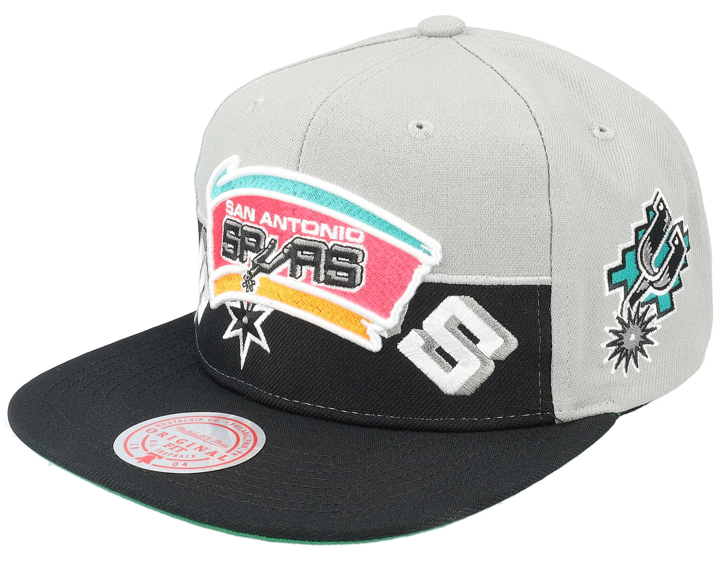 Men's Mitchell & Ness NBA Half N Half Snapback Hwc Spurs