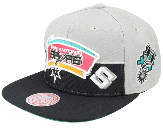 Men's Mitchell & Ness NBA Half N Half Snapback Hwc Spurs