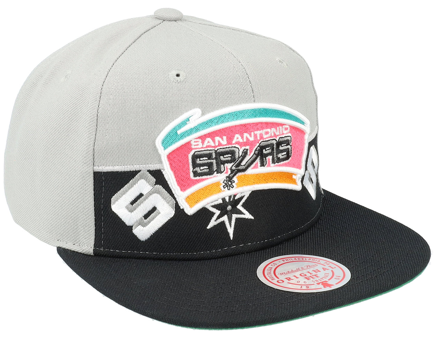 Men's Mitchell & Ness NBA Half N Half Snapback Hwc Spurs