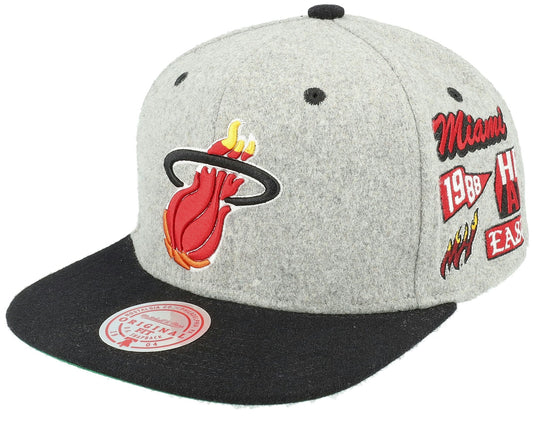 Men's Mitchell & Ness NBA Melton Patch Snapback Hwc Heat - Grey
