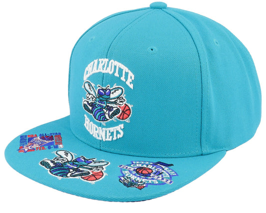 Men's Mitchell & Ness NBA Front Face Snapback Hwc Hornets - Teal