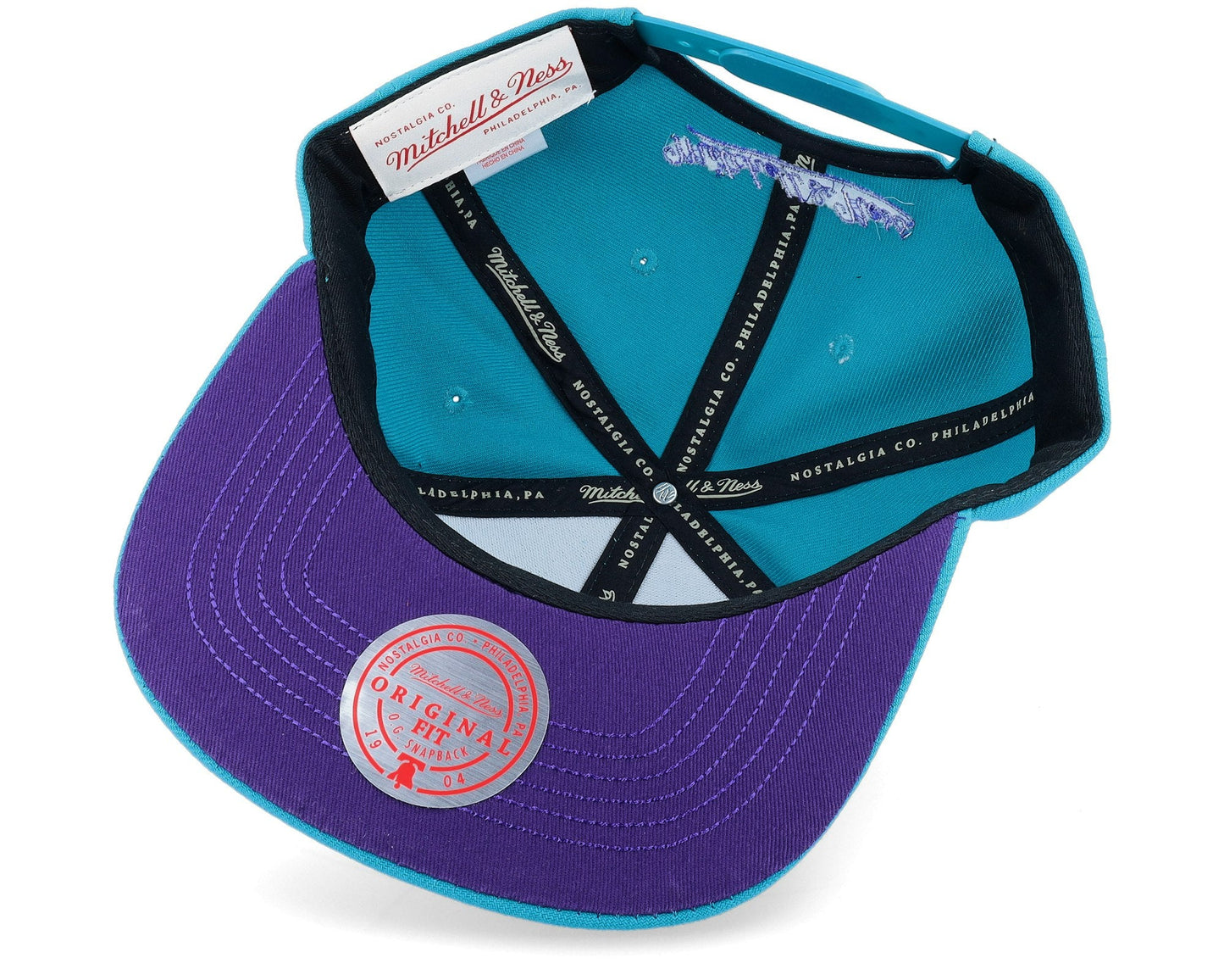 Men's Mitchell & Ness NBA Front Face Snapback Hwc Hornets - Teal