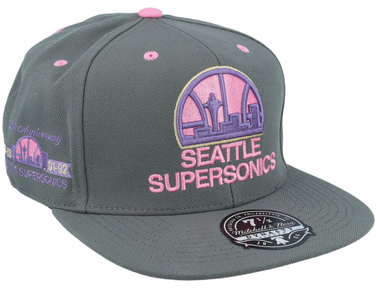 Men's Mitchell & Ness NBA Lavender Dreams Fitted Hwc Supersonics