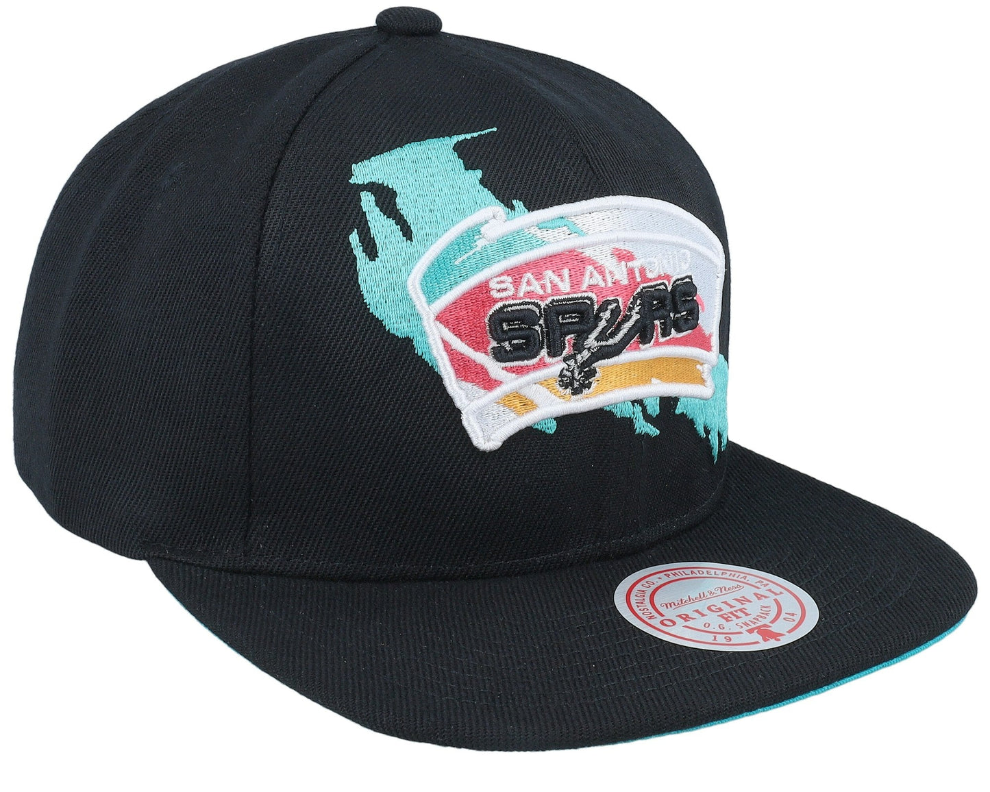 Men's Mitchell & Ness NBA Paint By Number Snapback Hwc Spurs - Black