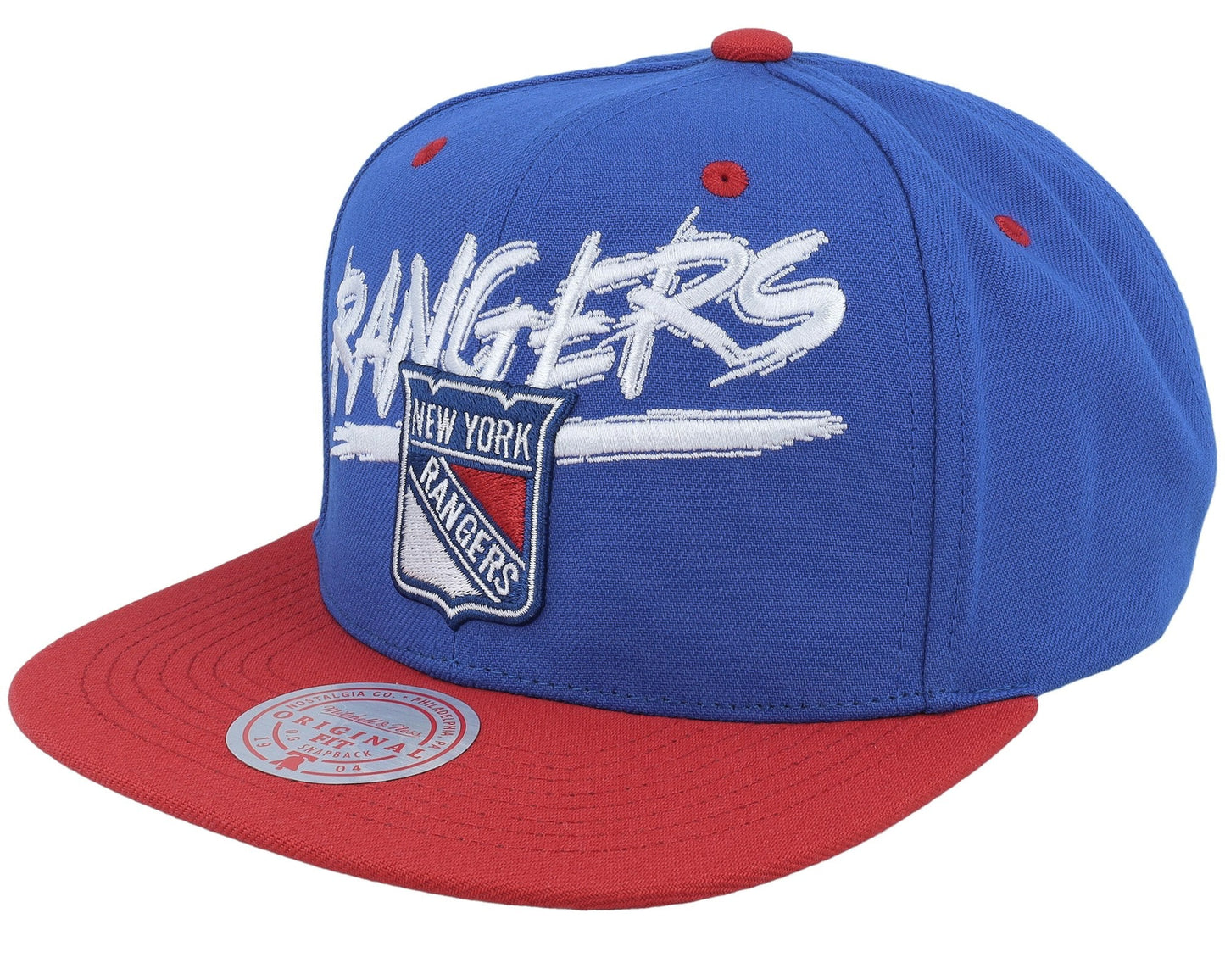 Men's Mitchell & Ness Nhl Transcript Snapback Vntg Rangers - Royal-Red