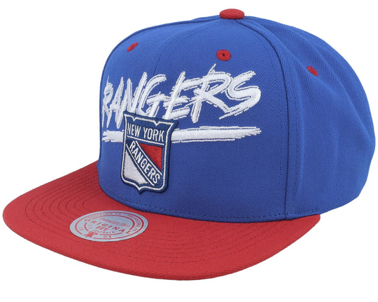 Men's Mitchell & Ness Nhl Transcript Snapback Vntg Rangers - Royal-Red