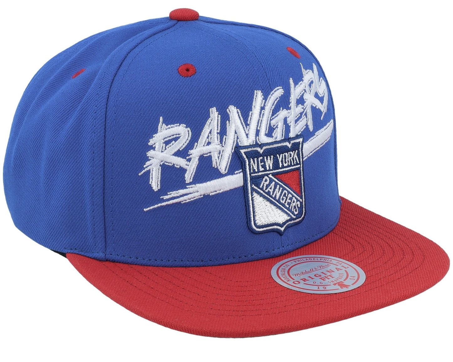 Men's Mitchell & Ness Nhl Transcript Snapback Vntg Rangers - Royal-Red