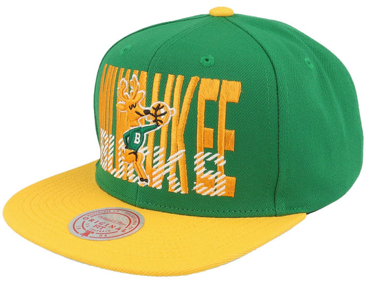 Men's Mitchell & Ness NBA Cross Check Snapback Hwc Bucks