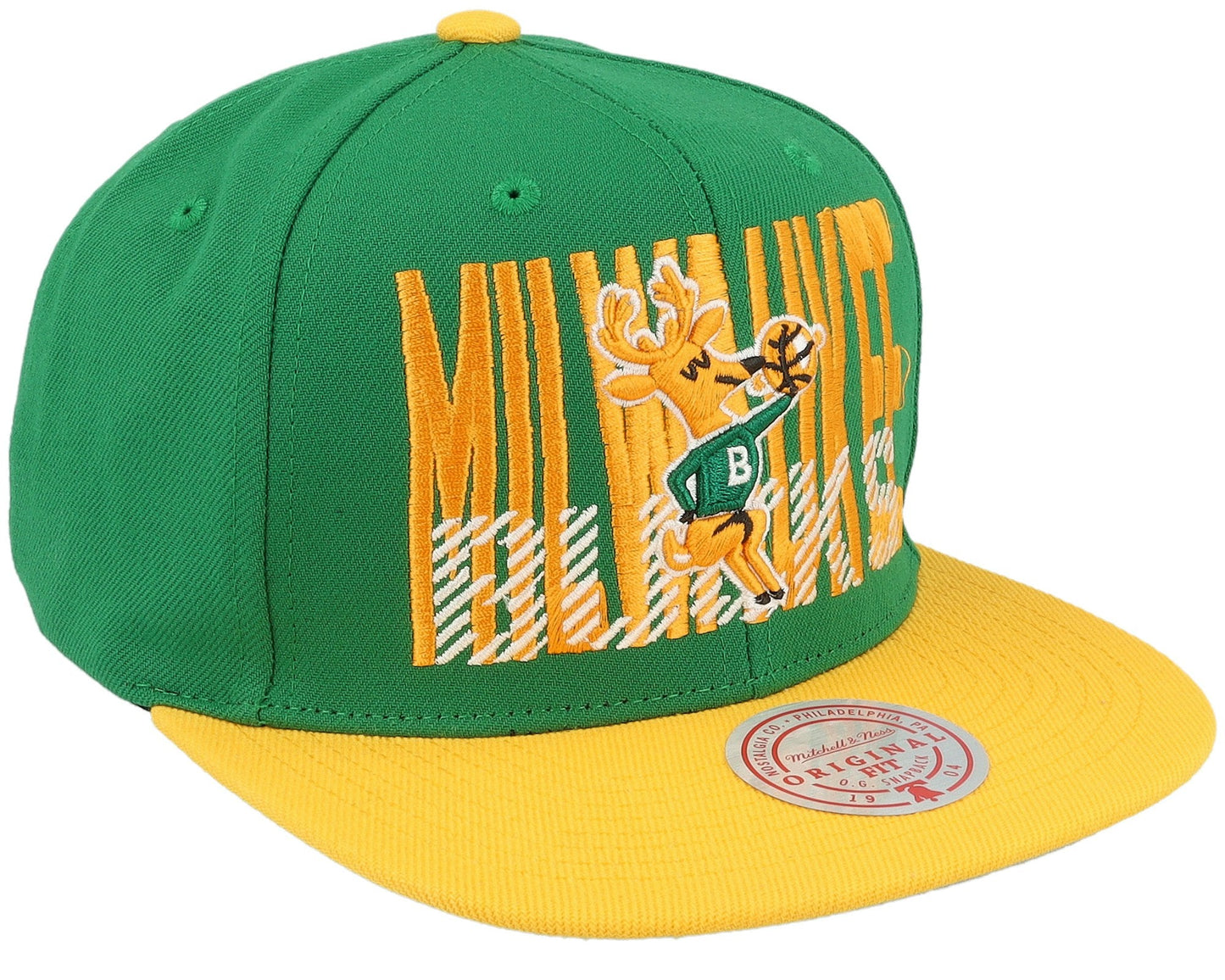 Men's Mitchell & Ness NBA Cross Check Snapback Hwc Bucks